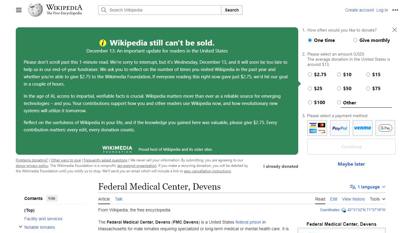 Federal Medical Center, Devens - Wikipedia