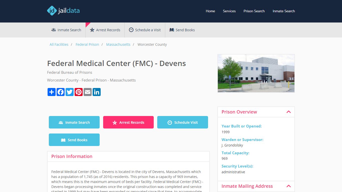Federal Medical Center (FMC) - Devens Inmate Search and Prisoner Info ...